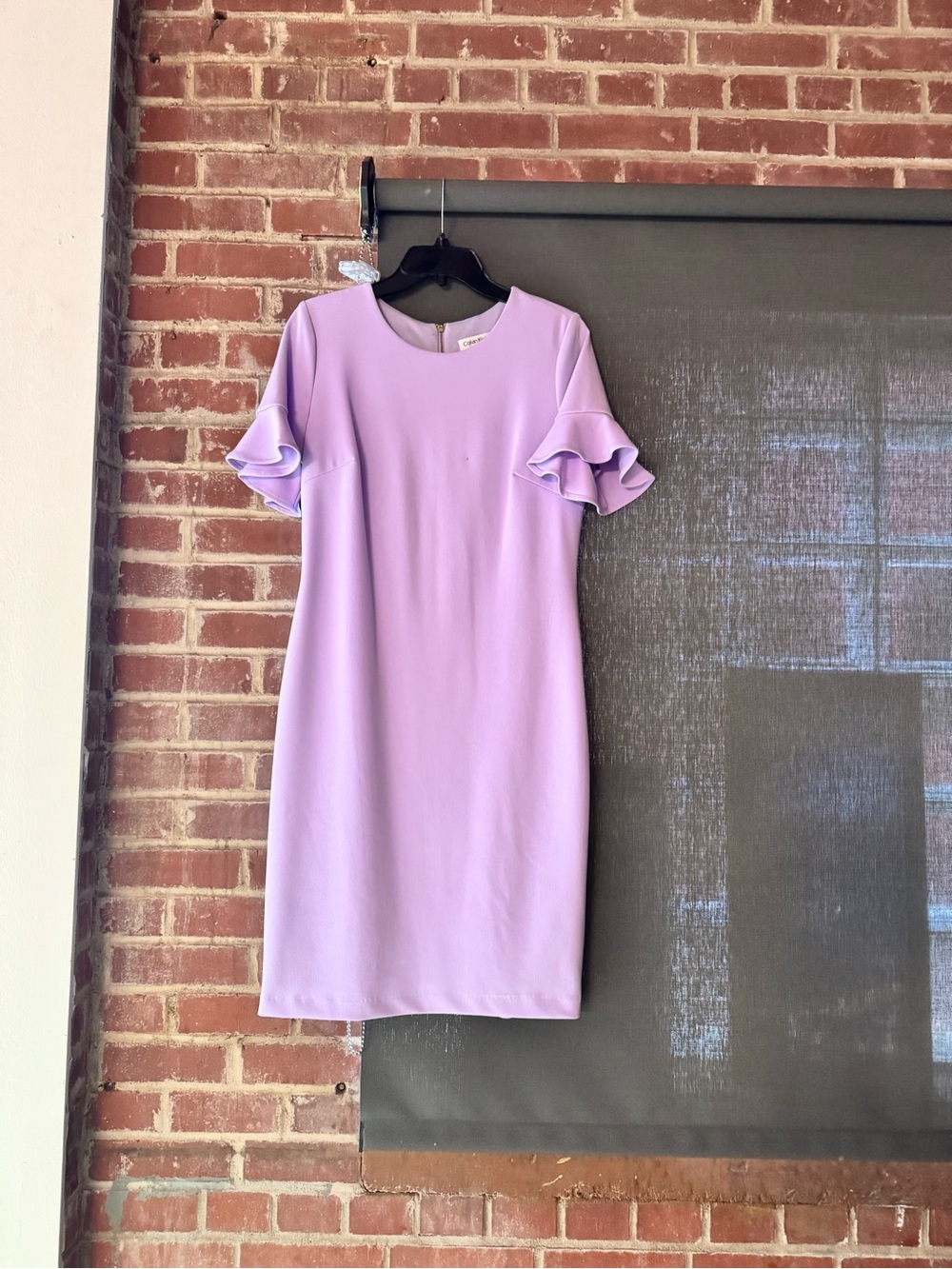 Calvin Klein Lavender Ruffle Sleeve Sheath Dress